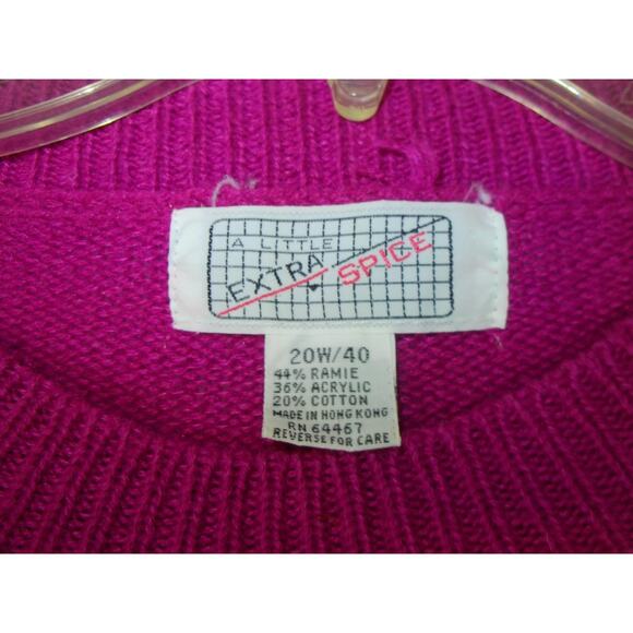 Vintage‎ 90s Y2K Sweater A Little Extra Size 20W Shoulder Pads Argyle Grandma - Picture 4 of 8